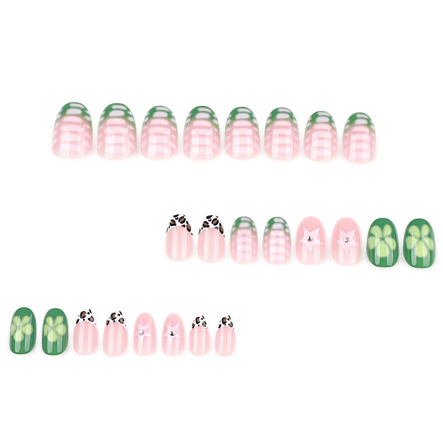 Fresh green short round short wear nail summer new foreign trade hot-selling nail piece press on nails
