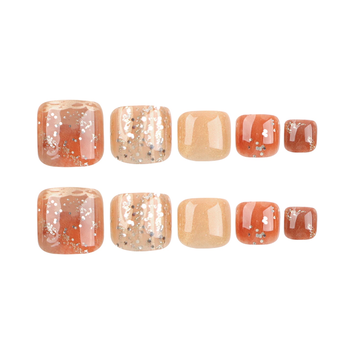 New toenail caramel color white smudging and foot manicure finished product wholesale|365nails