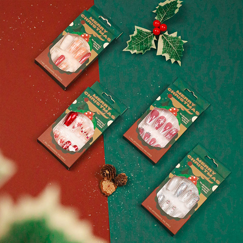 explosion Christmas snowflake fake nails patch detachable Press onable nails manicure nails piece finished product factory wholesale|365nails