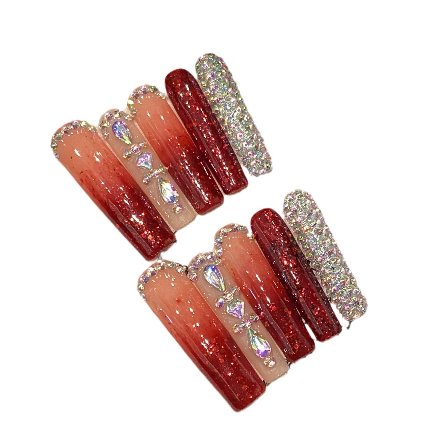 manicure extra longa super flash vermelho Spice Girl manicure temperamento flash cheio de diamantes manicure deusa sexy | 365nails