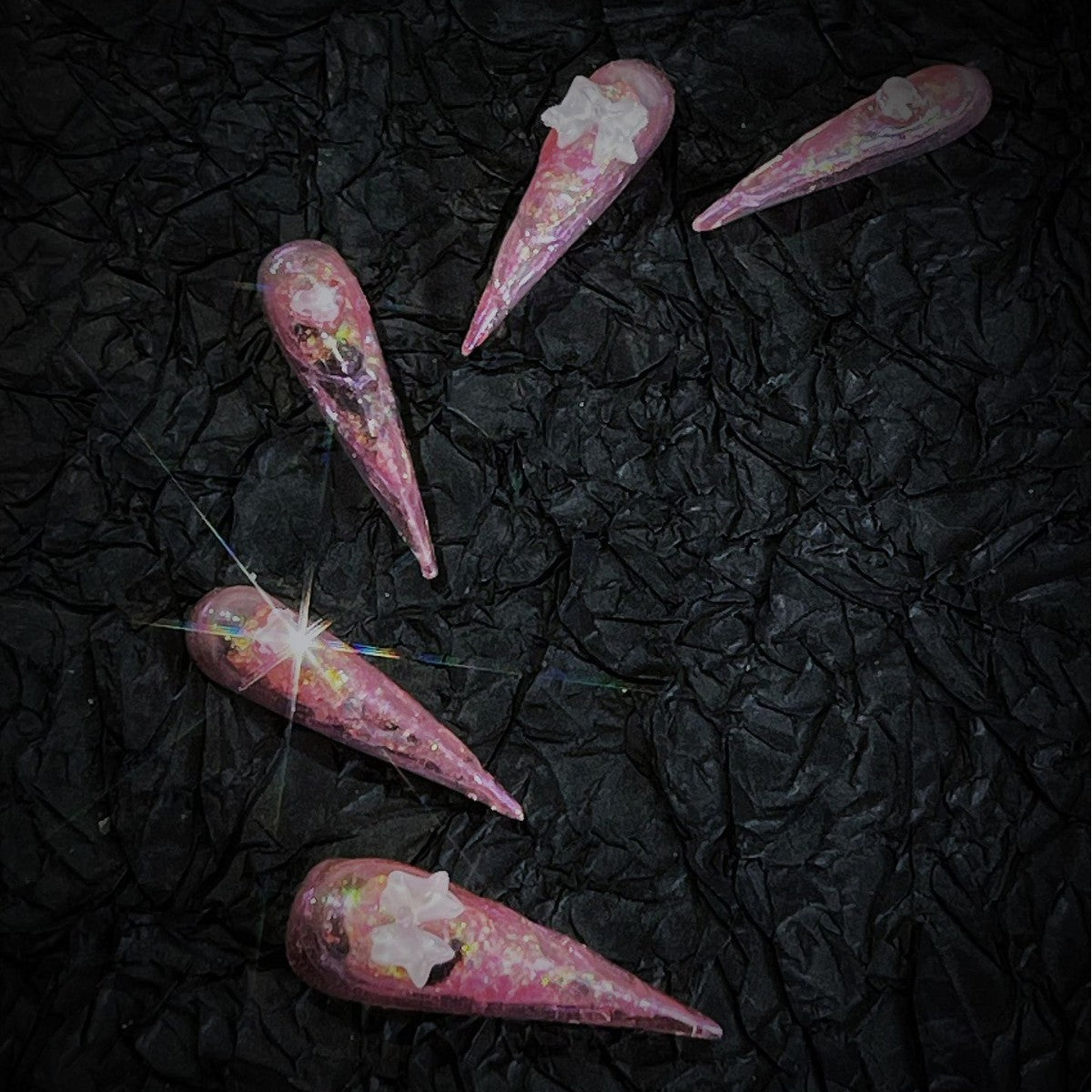 Title Sugarfrost Romance | Pink Jelly Crystal Press-On Nails