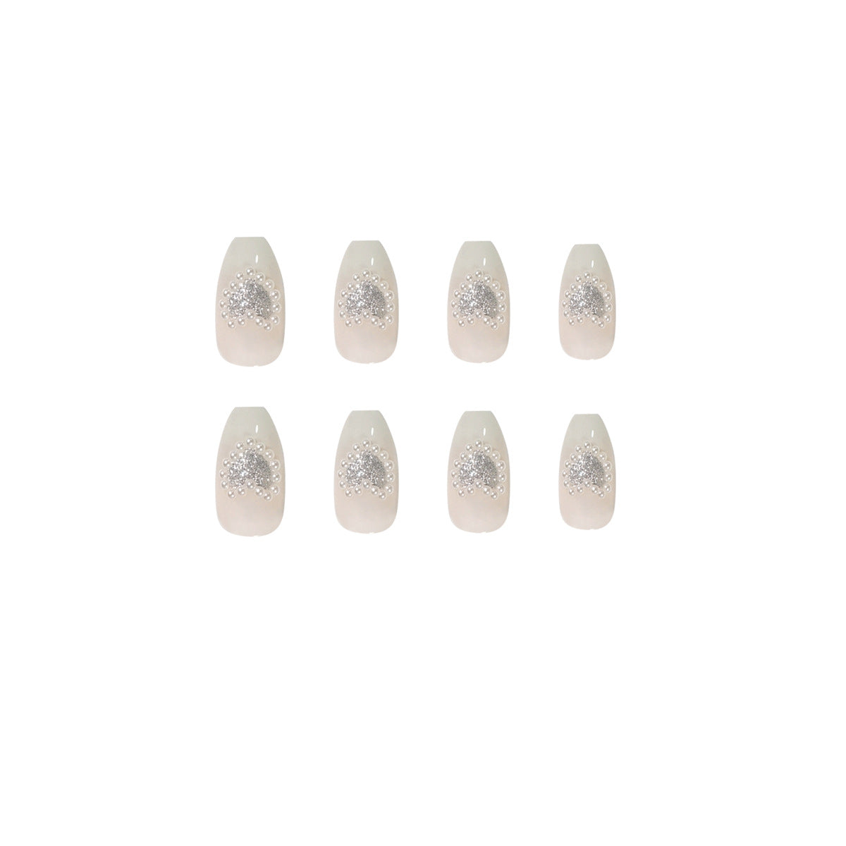 Mudança gradual de temperamento, cinza, pêssego, coração, pérola, desgaste, arte de unha finalizada, remendo de unha, peça de unha removível, vendas de fábrica|365nails