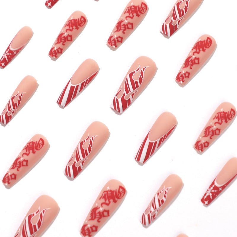 Wearable manicure Flame Snowflake Christmas Wearable manicure Long nail sticker Removable nail piece Wholesale|365nails