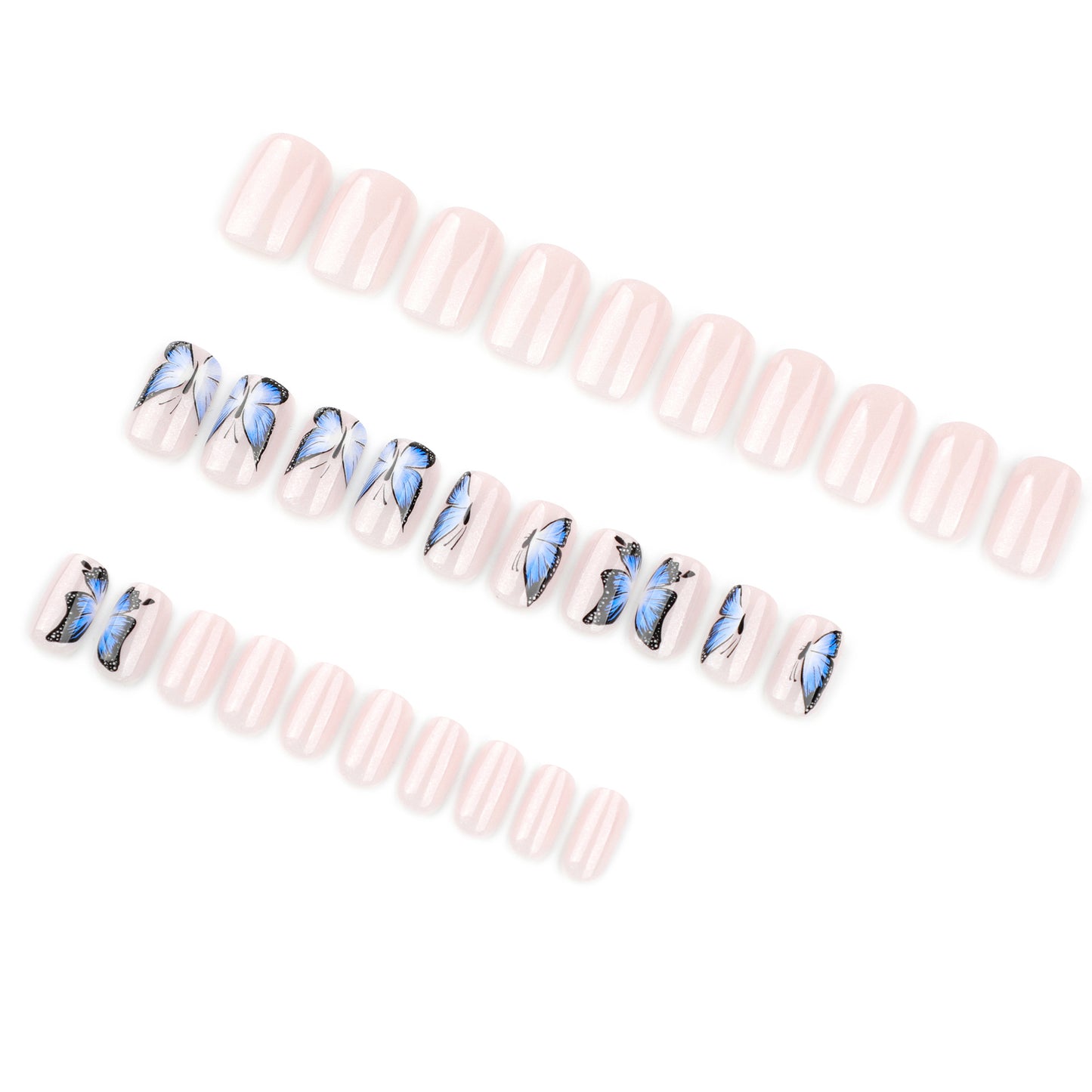 hot-selling press-on nails butterfly nail art fake nail medium and long square nail piece press on nails|365nails