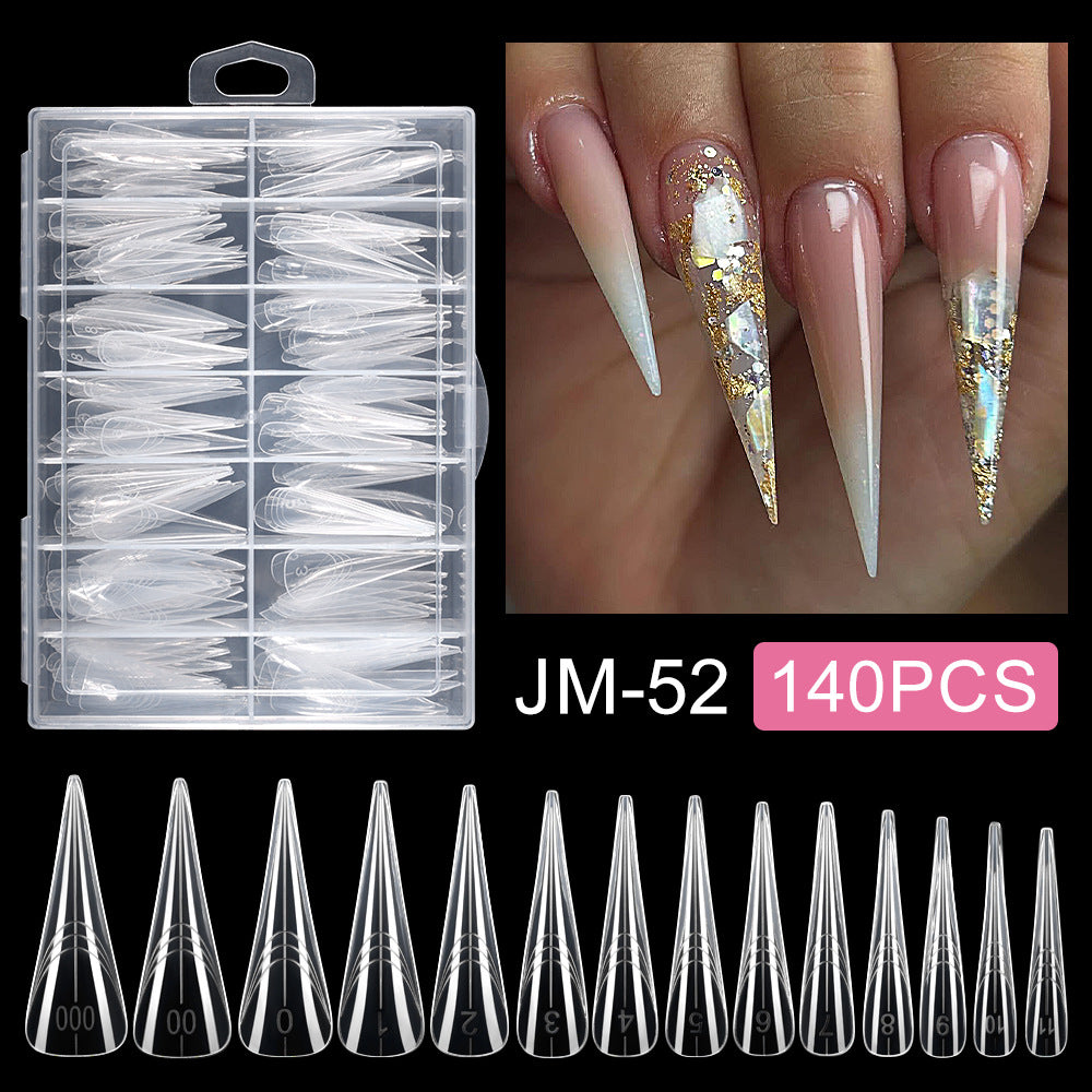 Nail Tips Eagle Claw Nail Mold Nail Extension Quick Extension Phototherapy Nail, Paper Free Tray 140 Pieces Boxed Transparent Crystal Nail Film