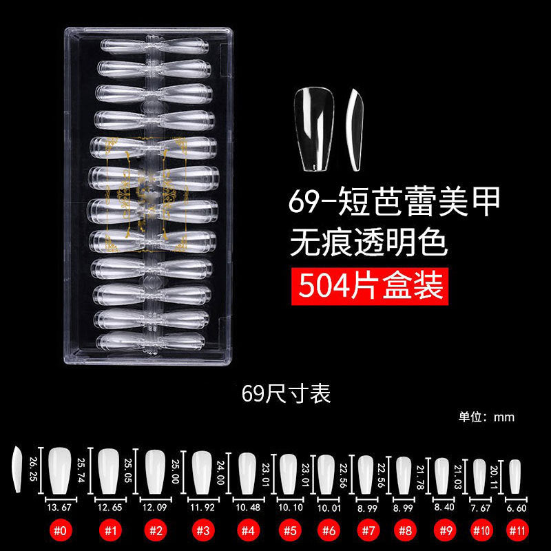 Nail Tips Press on nails pads Transparent and seamless 504 pcs Boxed fake nails Full size Short ballet full sticker Half sticker Trapezoidal nail pads