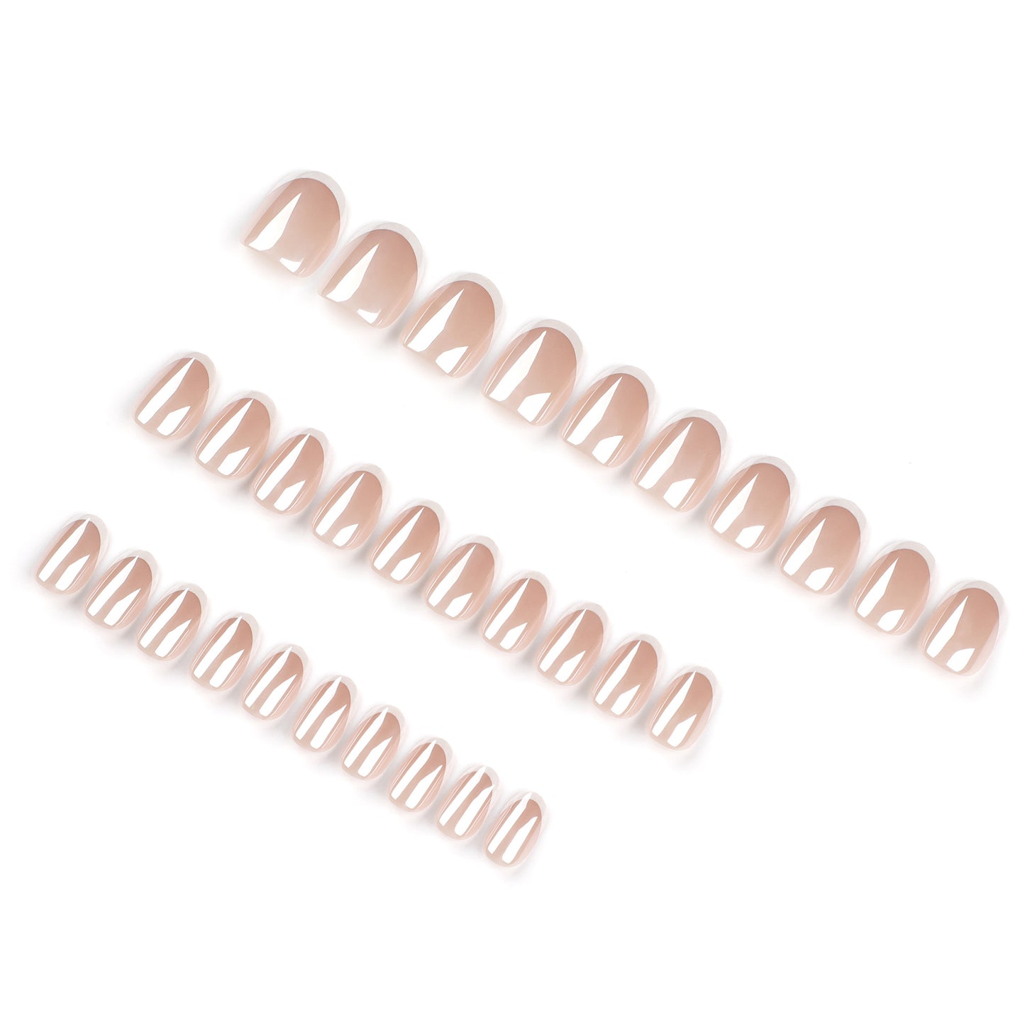 Manicura de alto sentido, 30 piezas en caja recubiertas, borde blanco francés simple |365nails