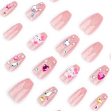 Manicura de viento con un toque de deseo puro, uña postiza japonesa con gemas de diamante brillantes y un ballet corto | 365nails