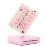 3D Stereoscopic Flower French Yellow Short Almond press-on nails