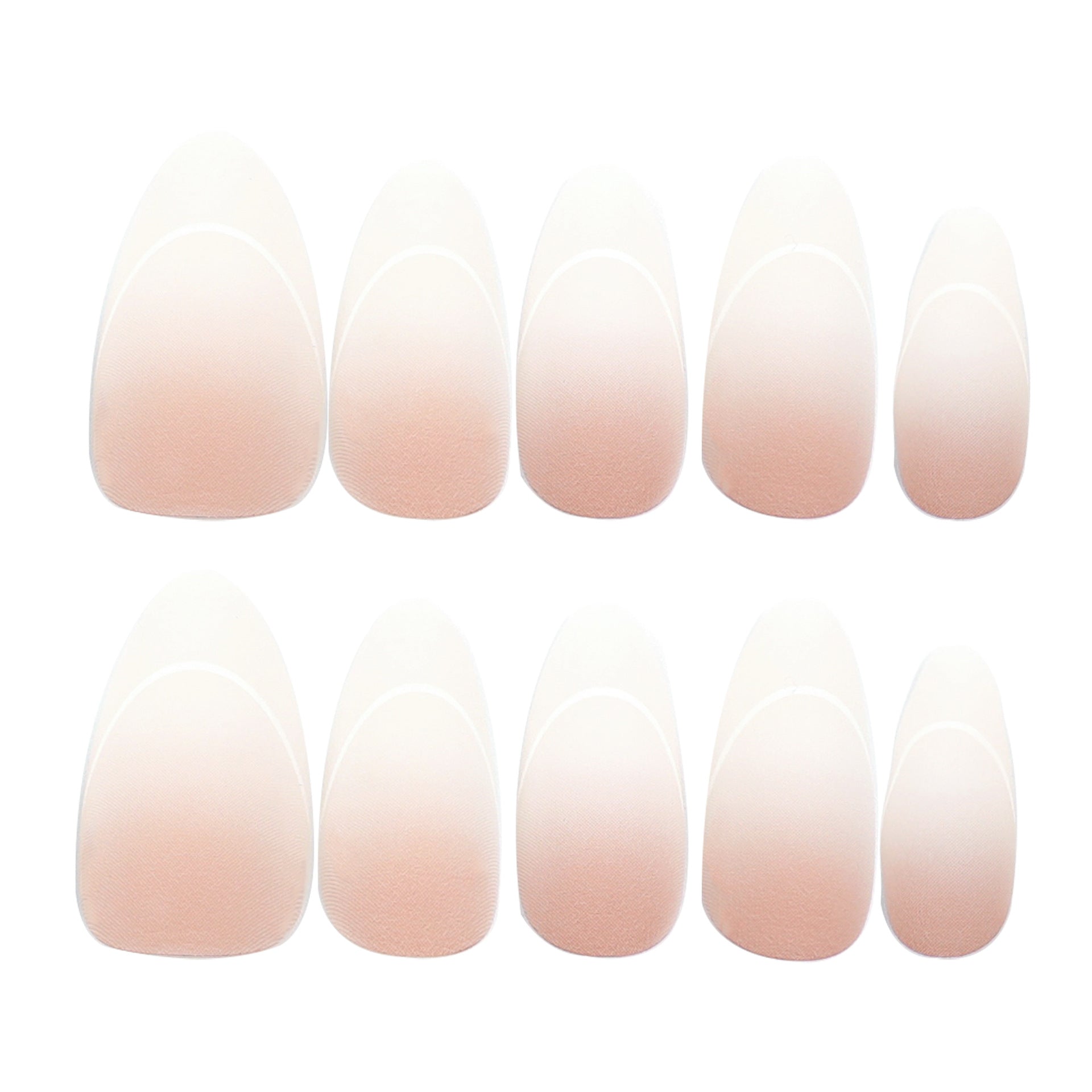 Simple pink white gradual change manicure fake nail white curve press on nails short almond nail patch removable nail piece|365nails