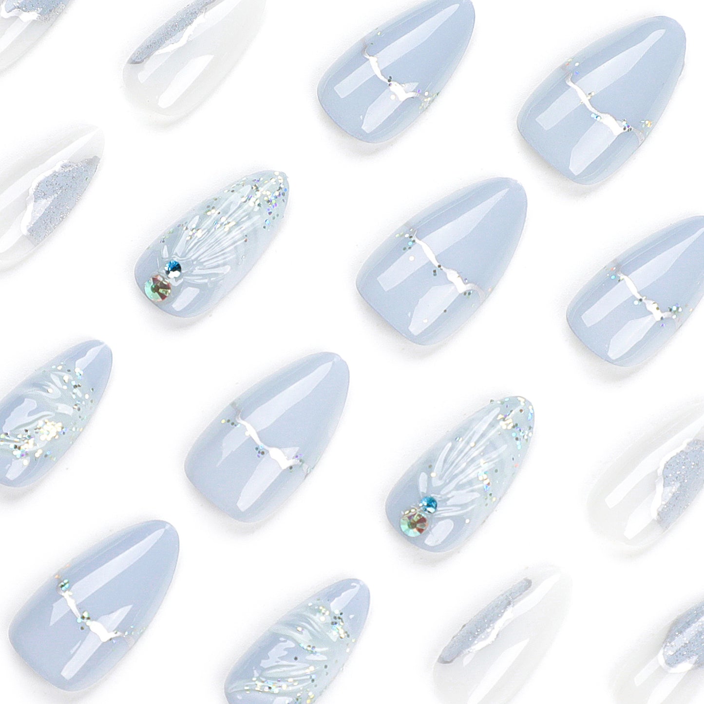 hot-selling pads finished products wholesale cool color 3D water drop shell manicure almond |365nails