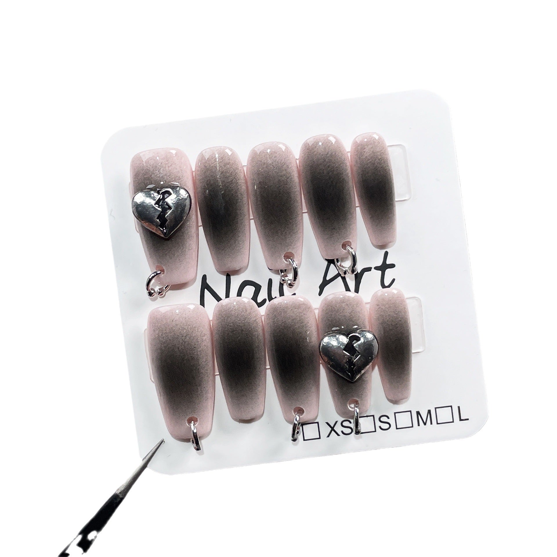 Unhas de pressão feitas à mão com aerógrafo preto Gills Spice Girl Nail Patch anel perfurado Patch personalizado | 365nails