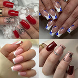 Nail Tips press on nails plate semi-matte transparent square semi-sticker light sticker nail art, 100 pieces without traces, boxed extended false nails