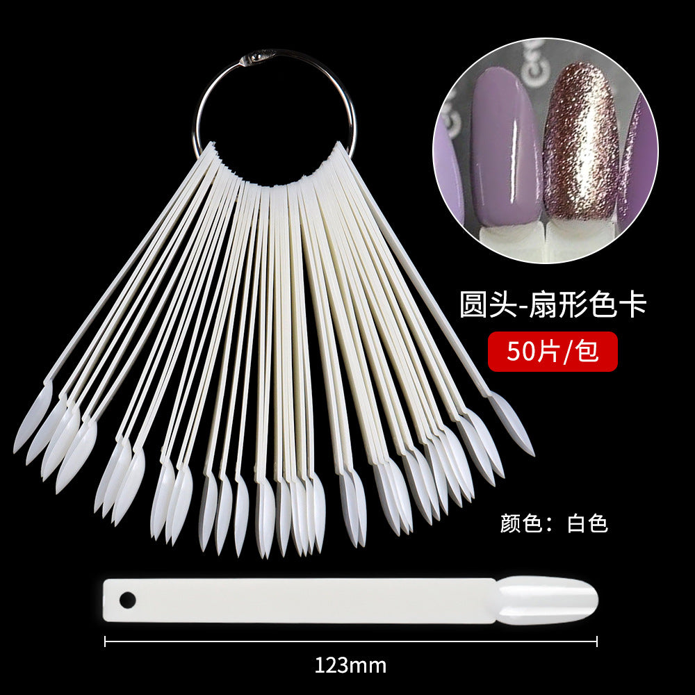 Nail Tips Nail polish practice fan color card, 50 transparent iron ring nail polish color plates in bags for nail salons