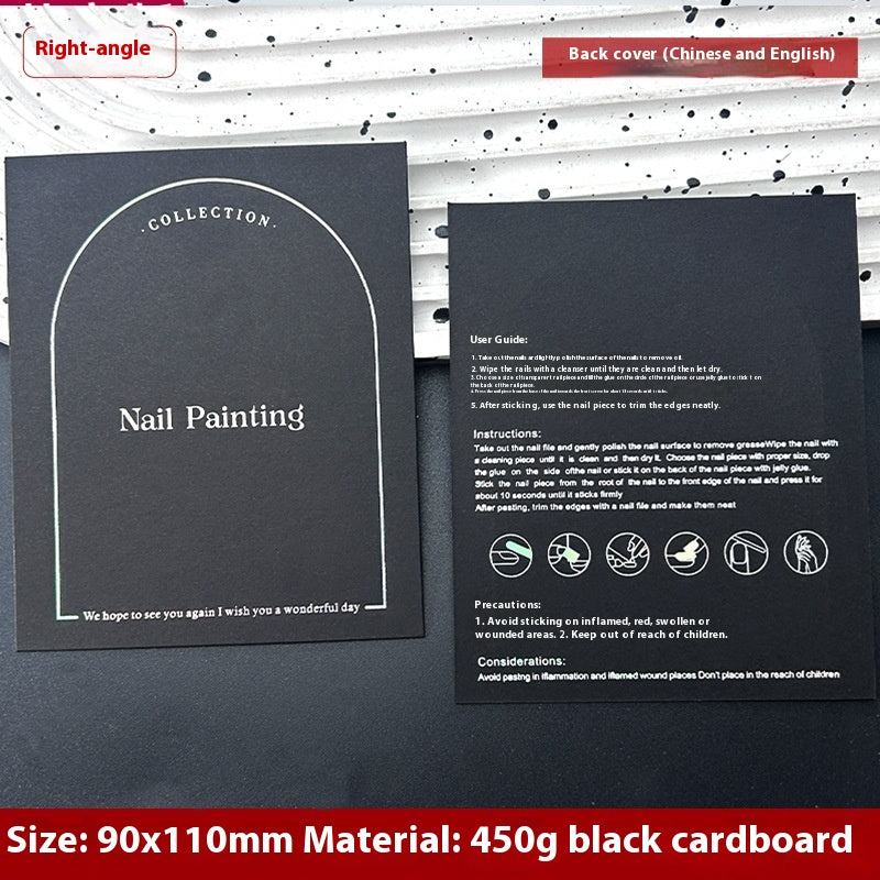 Press-On Nails Instruction Card Black cardboard light luxury y2k wind (MOQ:50 pieces)