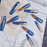 Blue & Gold Vein | Art Series Press-On Nails