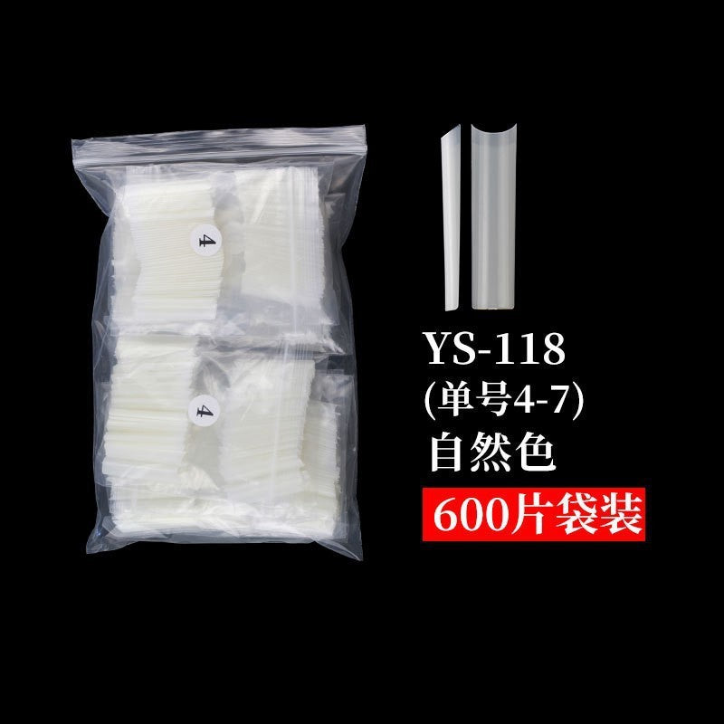 Nail Tips Nail plate semi-sticker, light sticker, lengthened XXXL water pipe nail NO C arc, light French manicure, transparent fake nail