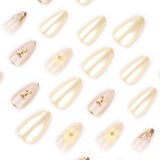 3D three-dimensional golden rose flower almond press-on nails