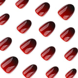 Y2k gothic red and black gradual change short circle press-on nails