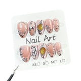 Metal irregular relief press-on nails blush nail short French  almond nail patch|365nails
