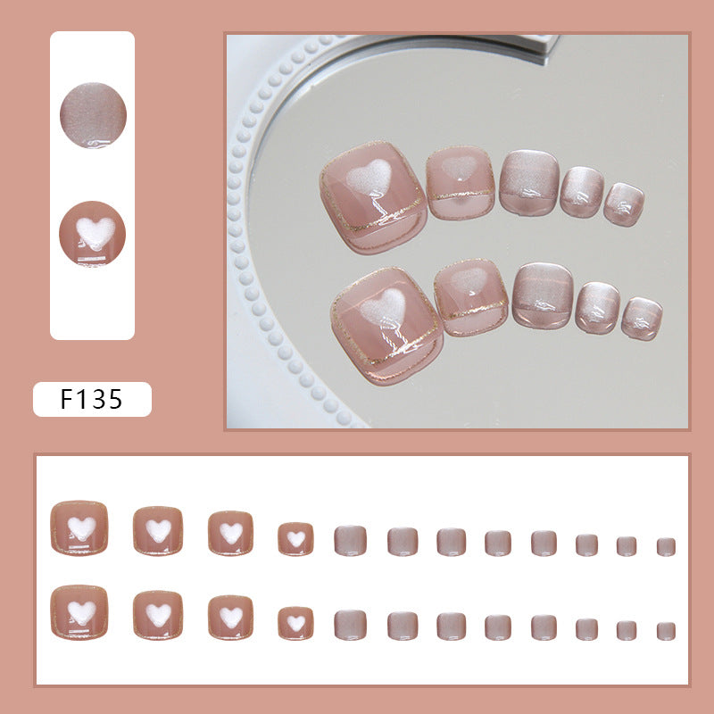 Summer pink cat eye love wearing armor flash fan group sweet girl Press-on toenails fake nails Press-on toenails nail mixed batch nails|365nails