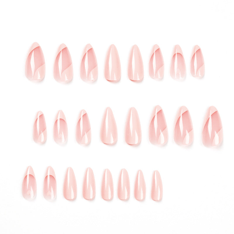 Wearable manicure Wearable manicure Wholesale, French pink love nail sticker Removable nail piece nail piece|365nails