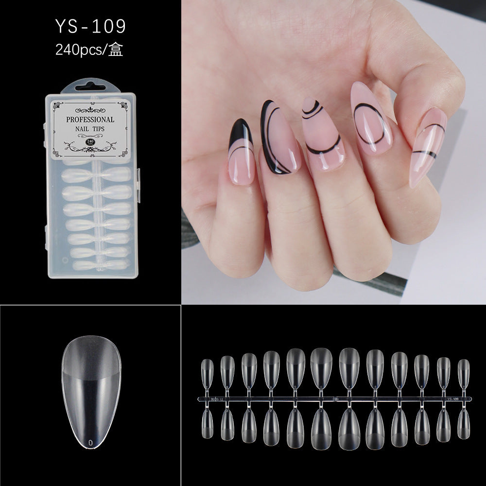 Nail Tips Nail piece transparent full sticker half sand 240 pieces boxed, light and seamless nail art trapezoidal free matte patch fake nail