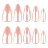 Simple bare powder solid color coating flash almond press-on nails