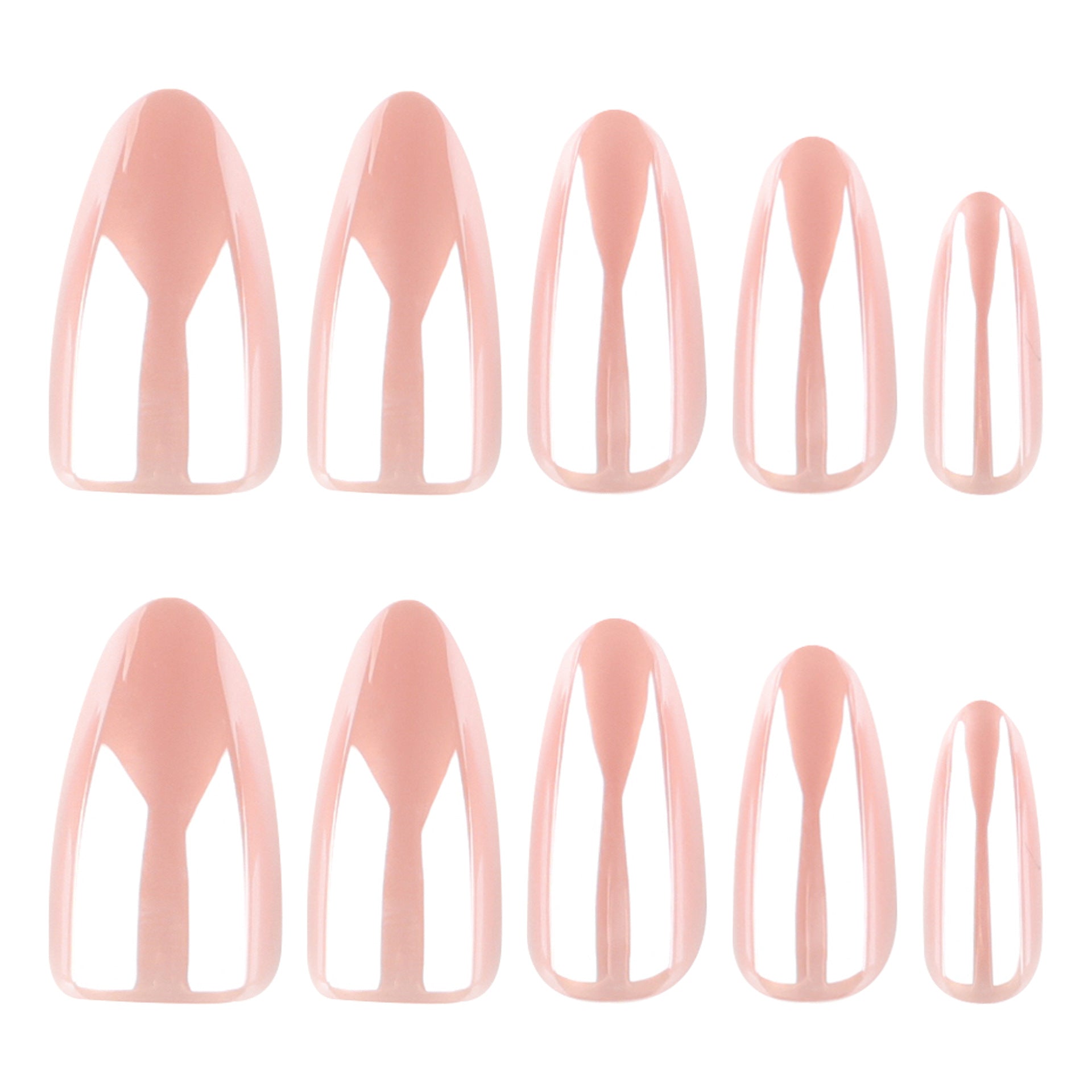 Simple bare powder solid color coating flash almond press-on nails