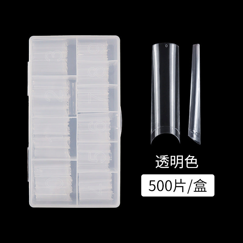 Nail Tips nail plate semi-sticker, light sticker, transparent XXL water pipe nail 500 pieces, boxed flat head fake nail, extended patch nail art.