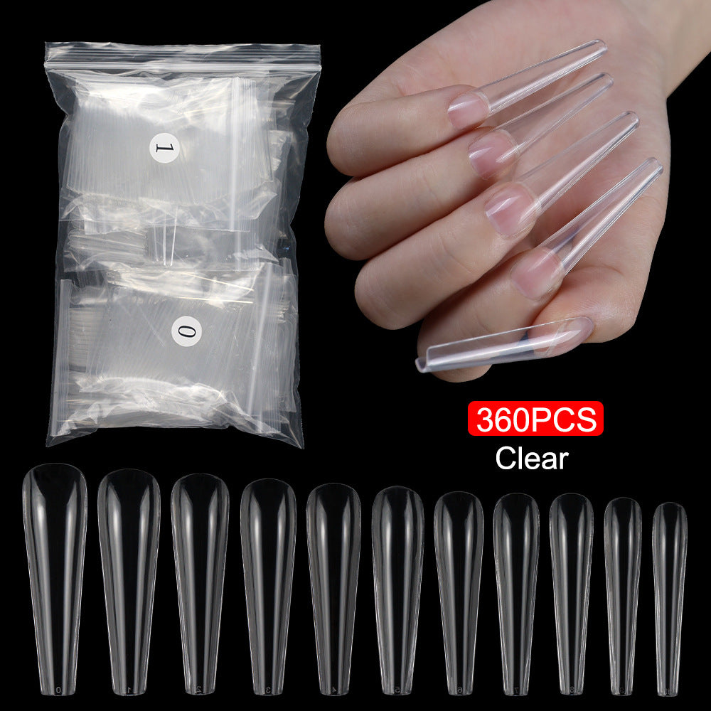 Nail Tips Nail piece Transparent  360 pieces Boxed seamless lengthened fake nail piece C arc full sticker Ballet nail patch manicure