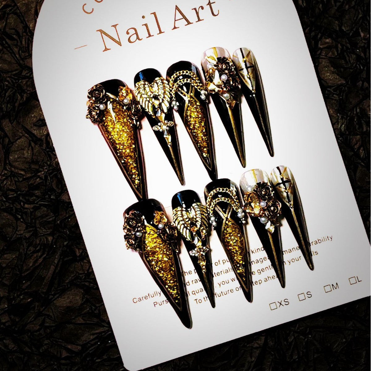 Title Black & Gold Baroque | Luxe Art Series Press-On Nails