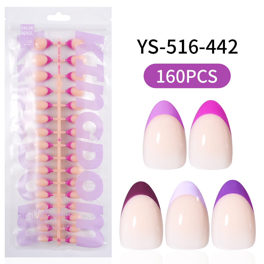 Nail Tips French press on nails, popular in Europe and the United States, five-color seamless 150 pieces, boxed removable nail prefabricated patch nail art piece