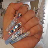 Christmas snowflake love snowman manicure short almond