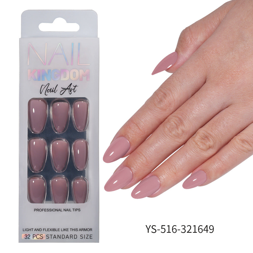 Press on nails Advanced Aurora Fine Flash Almond Short Nail Film Removable Fake Nail Prefabricated Solid Color Nail Art Wholesale