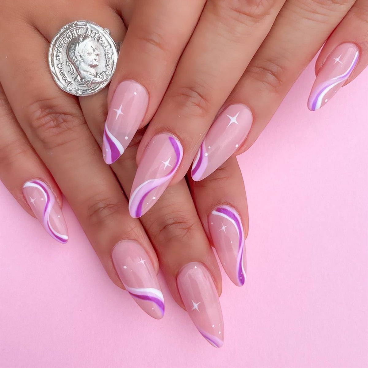 Wave Simple Series Pointed Press on Finished Fake Nail Nail Nail Direct Supply|365nails