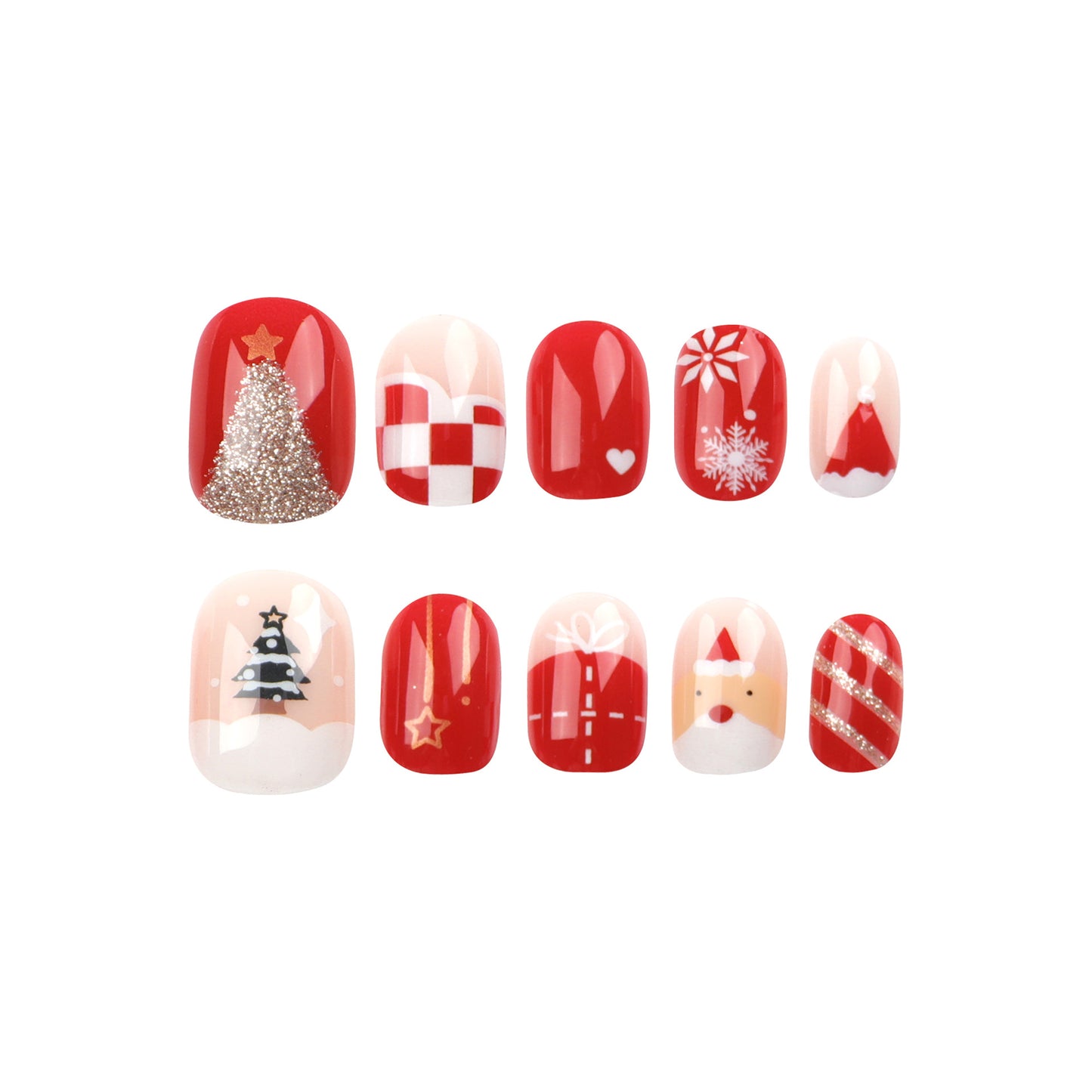 Adesivos populares para unhas, adesivos para unhas curtas de Natal, adesivos removíveis para unhas com pressão, produtos acabados no atacado|365nails