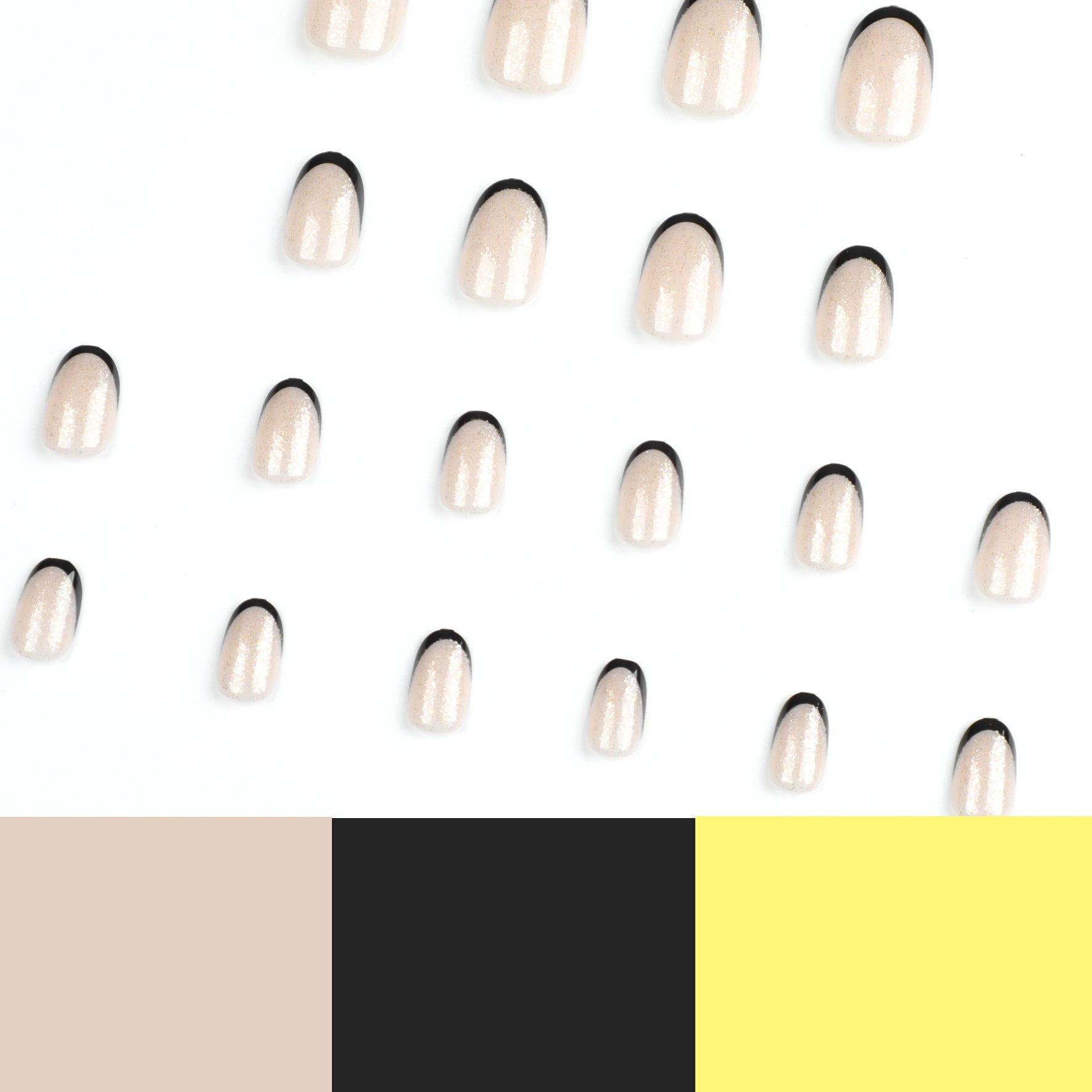 Wearing nail piece Black French glitter Short wearing nail piece Detachable finished nail piece Wholesale nail