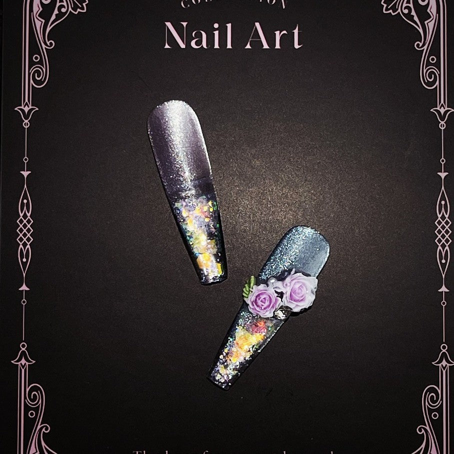 Title Stardust Rose | Sugar-Ice Amber Art Series Press-On Nails