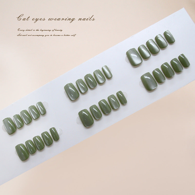 Nail Tips prefabricated nail, fresh green in early spring, gentle and versatile cat eyes, detachable and wearable nail in 30 pieces|365nails