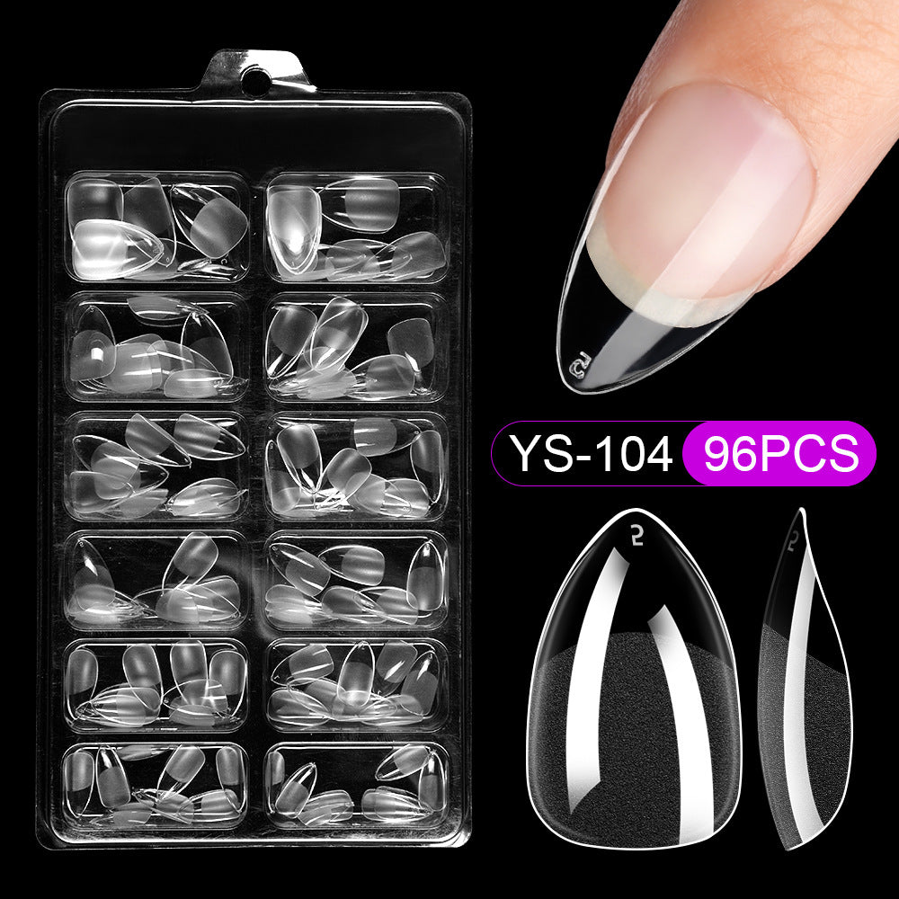 Nail Tips press on nails pads 96 pieces seamless ultra-thin almond fake nail patches removable fully transparent matte extended manicure