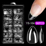 Nail Tips press on nails pads 96 pieces seamless ultra-thin almond fake nail patches removable fully transparent matte extended manicure
