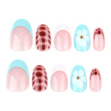 Cross-border foreign trade short round manicure petals flower wearing nail press on nails fake nails wholesale