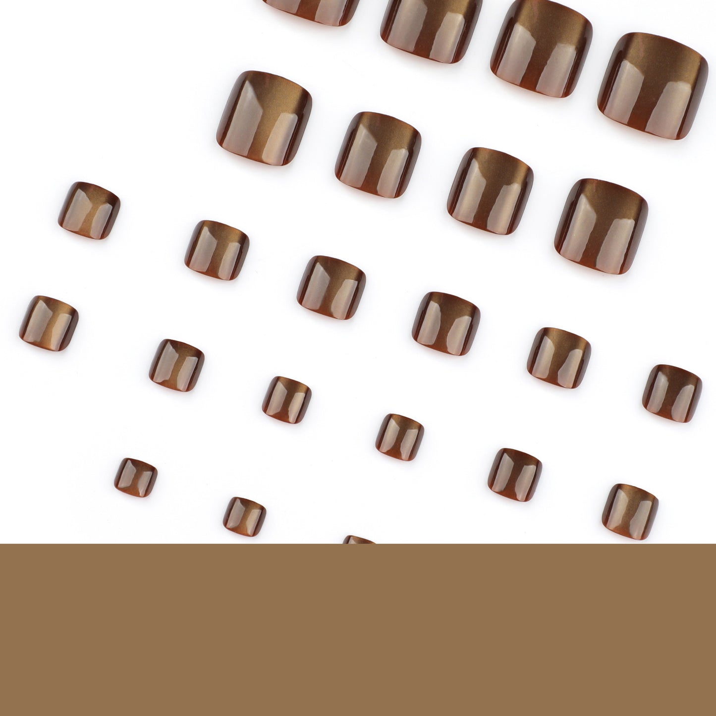 Maillard foot nail piece brown cat eye short square wearable foot nail advanced sense flash toenail nail |365nails