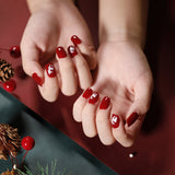 Christmas snowflake love snowman manicure short almond