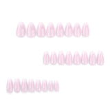 Pink and white gradual change wearable nail piece minimalist detachable nail art short almond repeatable wearable nail art wholesale|365nails