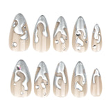 Película de pasta de prata francesa 3D para unhas postiças, curta, amêndoa, ponta de broca, película para unhas postiças, atacado|365nails