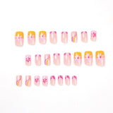 Almofadas para unhas postiças atacado pó amarelo borda francesa flor onda unhas patch atacado almofadas para unhas produto acabado atacado|365nails