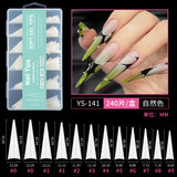 Nail Tips semi-full sticker, light sticker, extended water pipe nail 240 pieces XXXL thin dog transparent manicure patch fake nail
