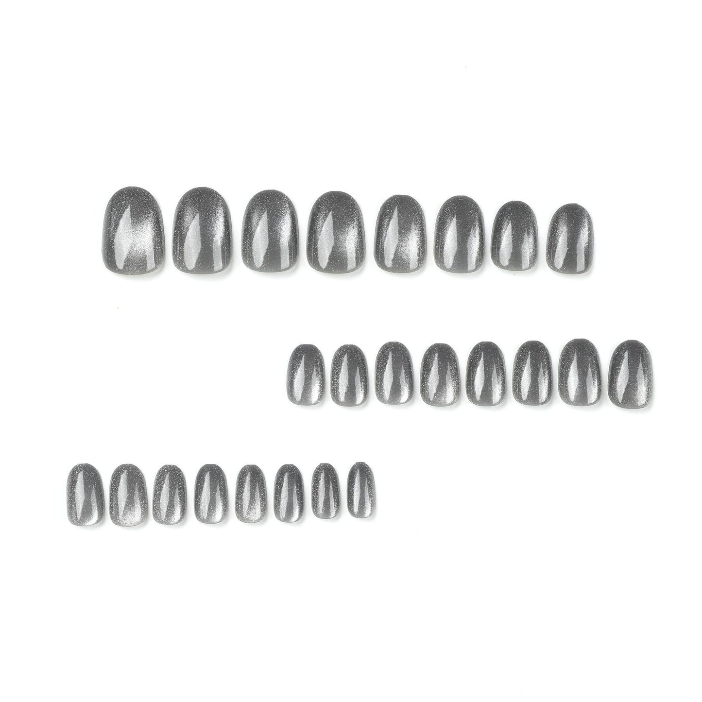 Nail art patch cat eye nail piece gray short fake nail summer|365nails